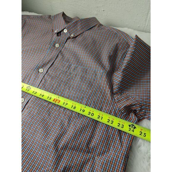Duluth Trading Button Down Shirt Mens L Large Blue Orange Wrinkle Fighter Cotton - Picture 5 of 6